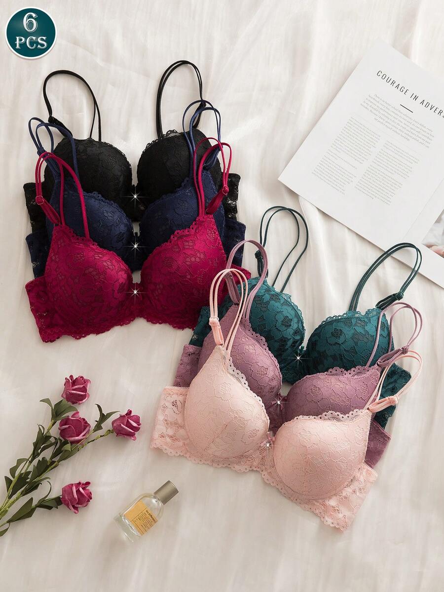 6 komada grudnjaka sa žicom i cvetnim čipkastim dezenom
