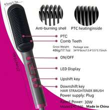 Ceramic Straightening Brush, With LCD Display And Adjustable Temperature, Suitable For All Hair Types, Anti-Scald Teeth Design, Creates Smooth And Frizz-Free Hair - The Perfect Gift For Women
