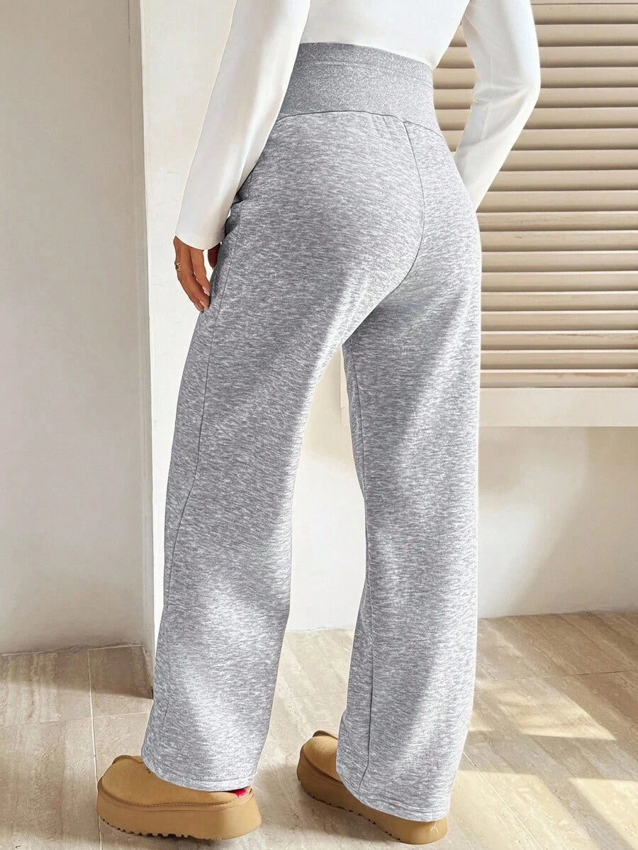 Ležerne tople fleec pantalone sa podesivim strukom za trudnice