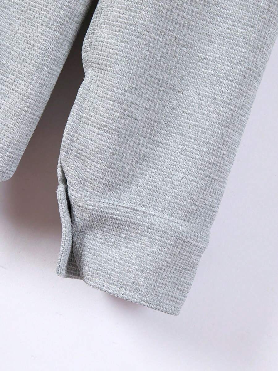 Muški set od 2 komada, ležerna jednobojna košulja sa kragnom + duge pantalone