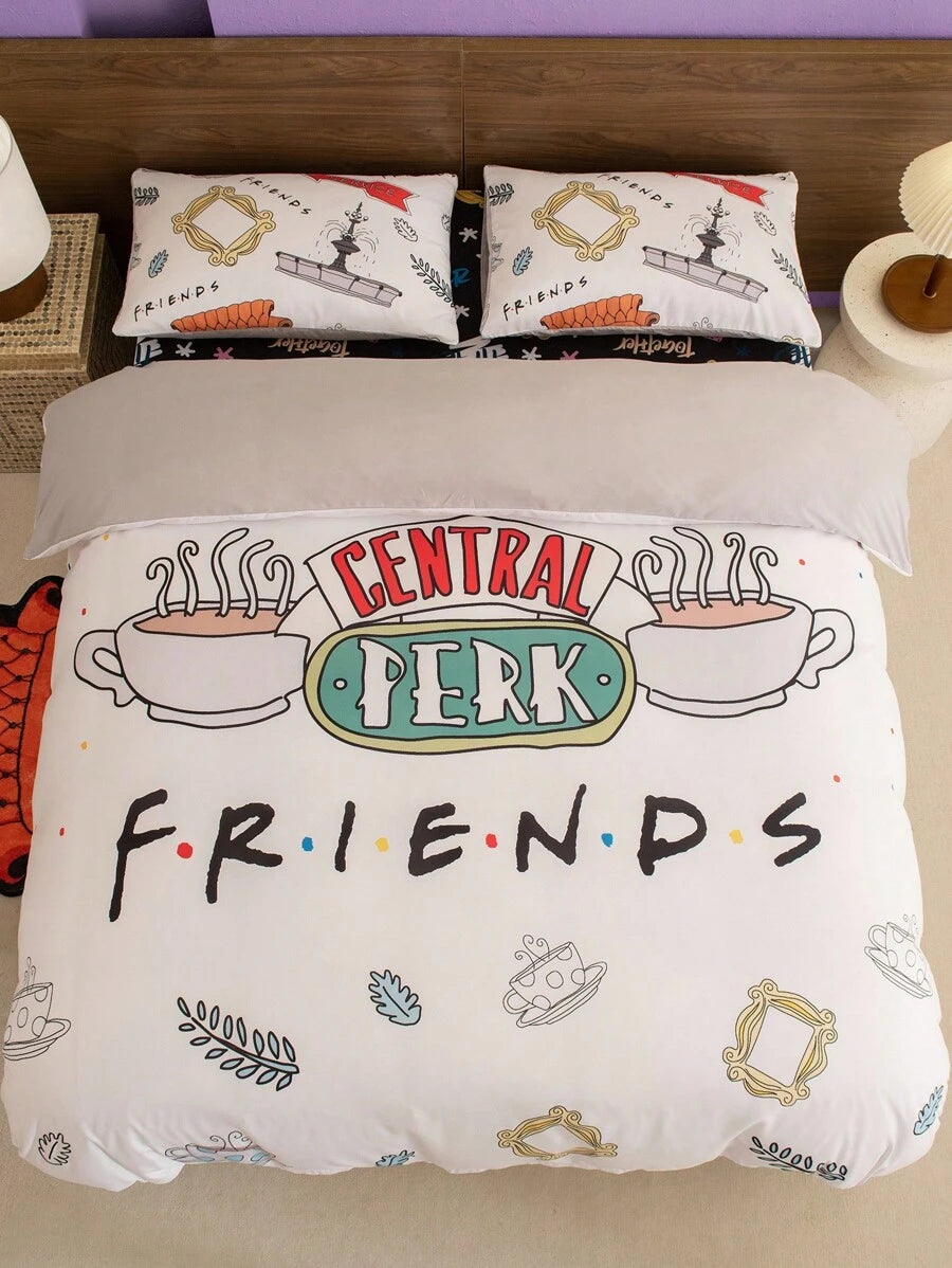 FRIENDS Set posteljine od 3 komada sa printom šolje za kafu