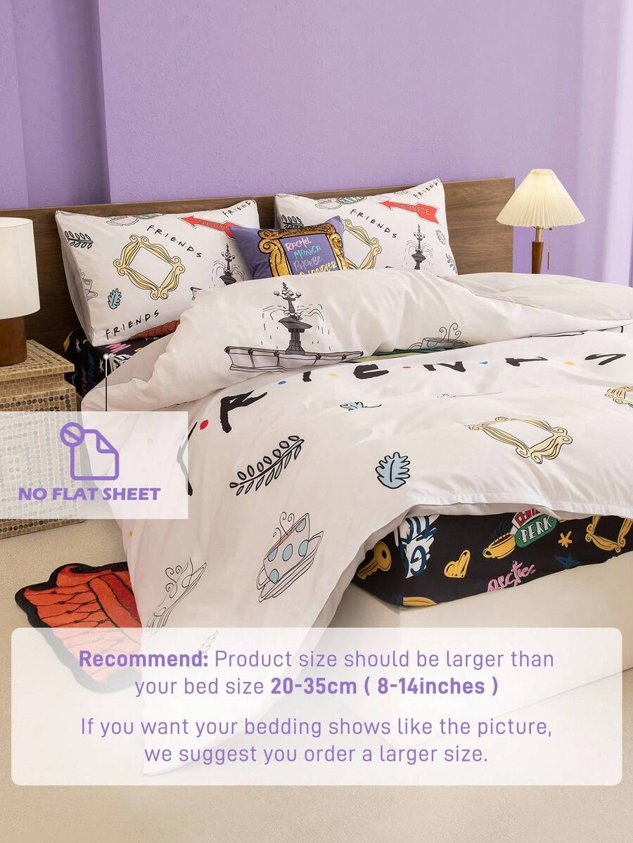 FRIENDS Set posteljine od 3 komada sa printom šolje za kafu