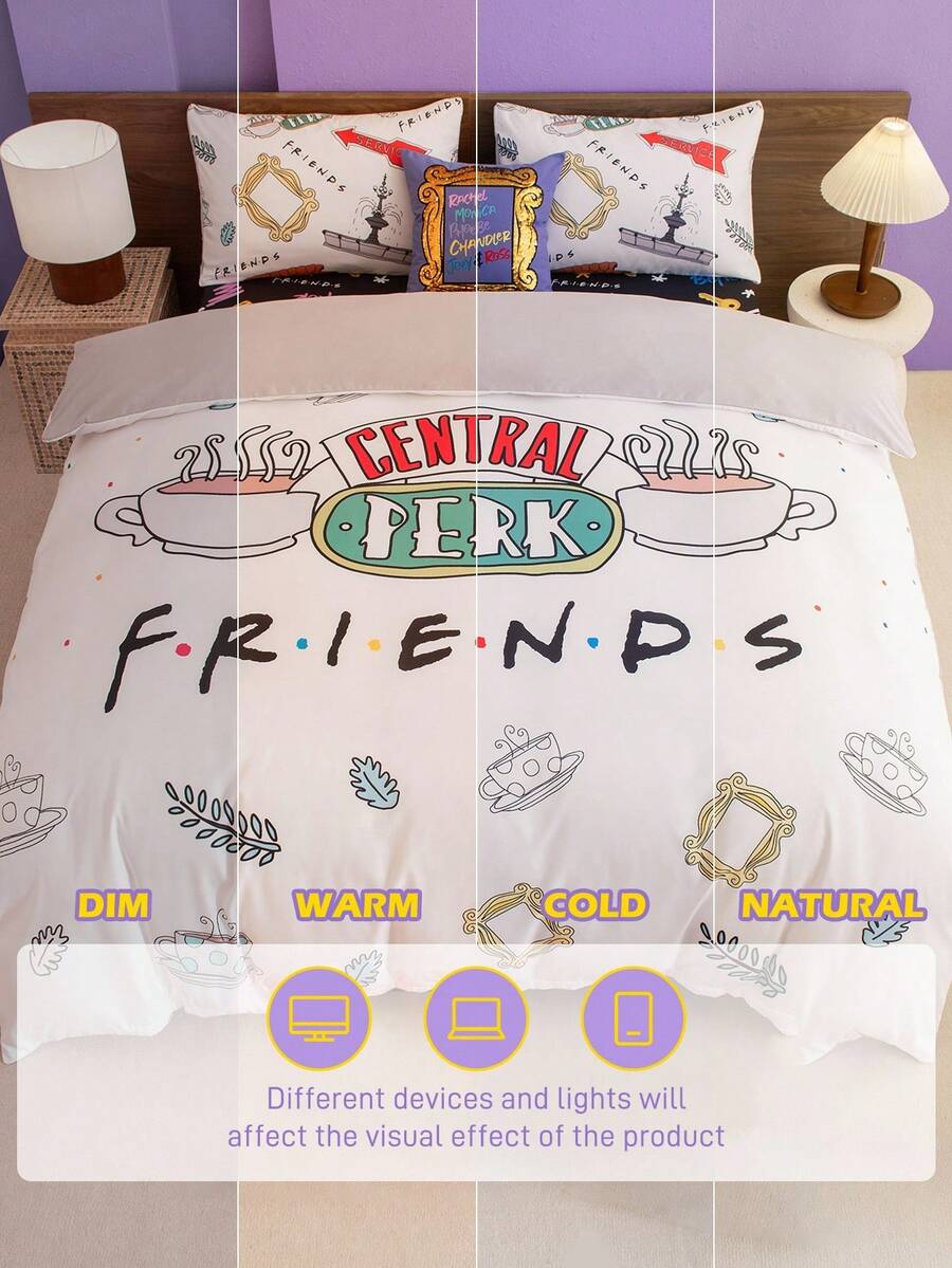 FRIENDS Set posteljine od 3 komada sa printom šolje za kafu