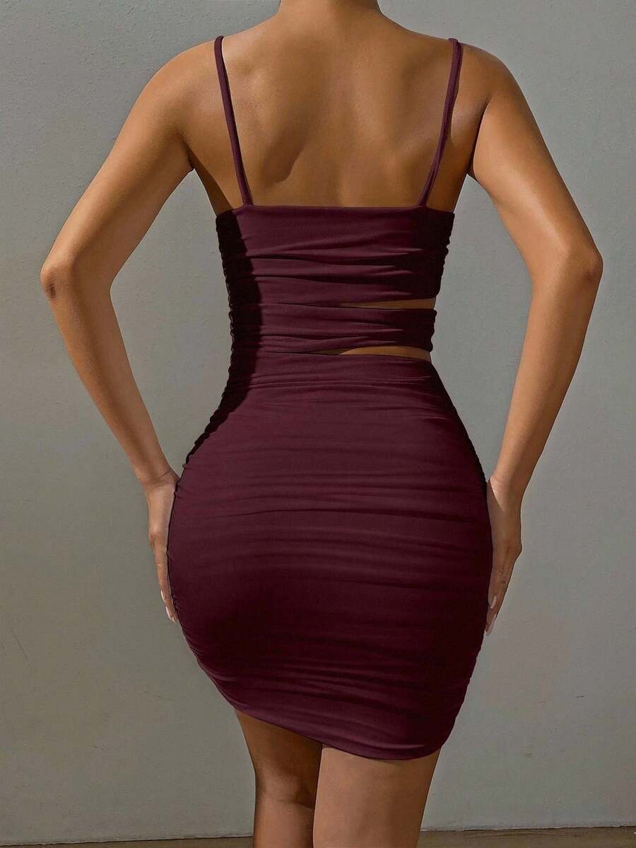 Cut Out Ruched Cami Bodycon Haljina