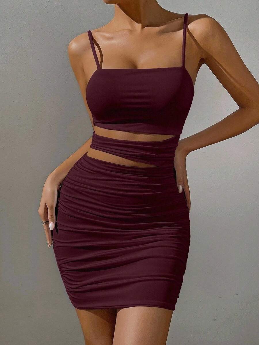 Cut Out Ruched Cami Bodycon Haljina