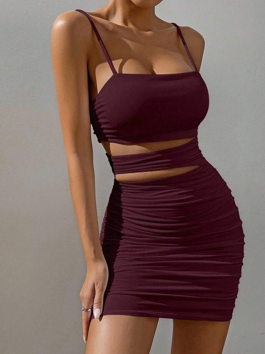 Cut Out Ruched Cami Bodycon Haljina