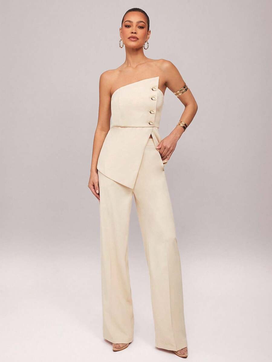 Set  Ženski Asimetrični Bandeau Top i Pantalone