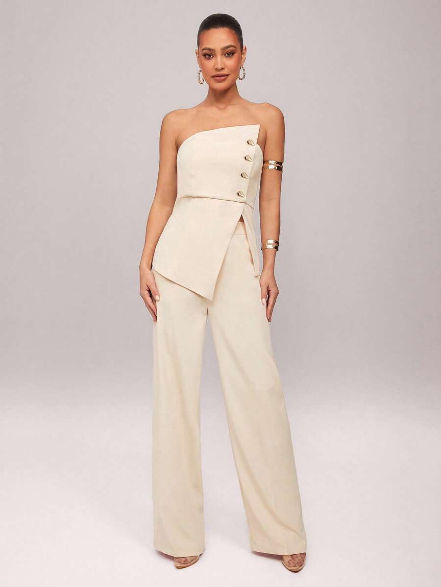 Set  Ženski Asimetrični Bandeau Top i Pantalone