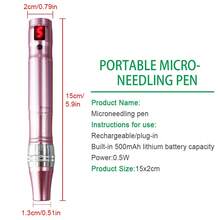 Skincare Tool Wireless Microneedle Roller Pen Digital Display Beauty Device With 10pcs Replaceable Needle Heads