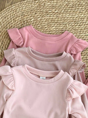 Set od 6 komada za devojčice bebe: pletena majica sa srcastim uzorkom, okruglim izrezom  i duge pantalone