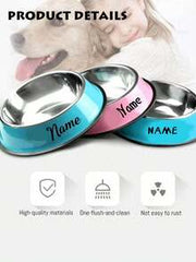 Customizable Stainless Steel Dog & Cat Bowl, Non-Slip Personalized Dog Water Bowl With Name Designs For Identification, Customized Travel And Elevated Dog Bowls, Small Pet Memorial Gift