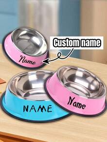 Customizable Stainless Steel Dog & Cat Bowl, Non-Slip Personalized Dog Water Bowl With Name Designs For Identification, Customized Travel And Elevated Dog Bowls, Small Pet Memorial Gift