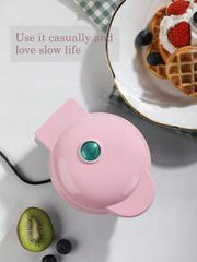 SCISHARE 1pc 350W Wall Plug-In 4-Inch Mini Waffle Maker, Suitable For Single Serving, Making Panini, Hash Browns And Other Portable Breakfast, Lunch Or Snacks, Easy To Clean, Non-Stick Coating, Pink Heart Pattern