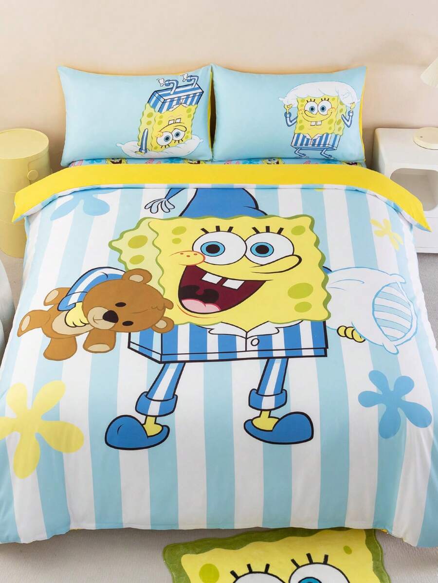 SpongeBob SquarePants Set posteljine od 3 komada, mekan i topao brušeni materijal