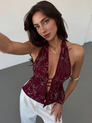 Halter Top Bez Leđa sa Šljokicama