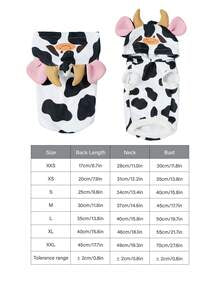PETSIN 1pc Pet Cat Dog Universal Sleeveless Hoodie, Cute Cow Print Cartoon 3D Cosplay Sweatshirt For Pets