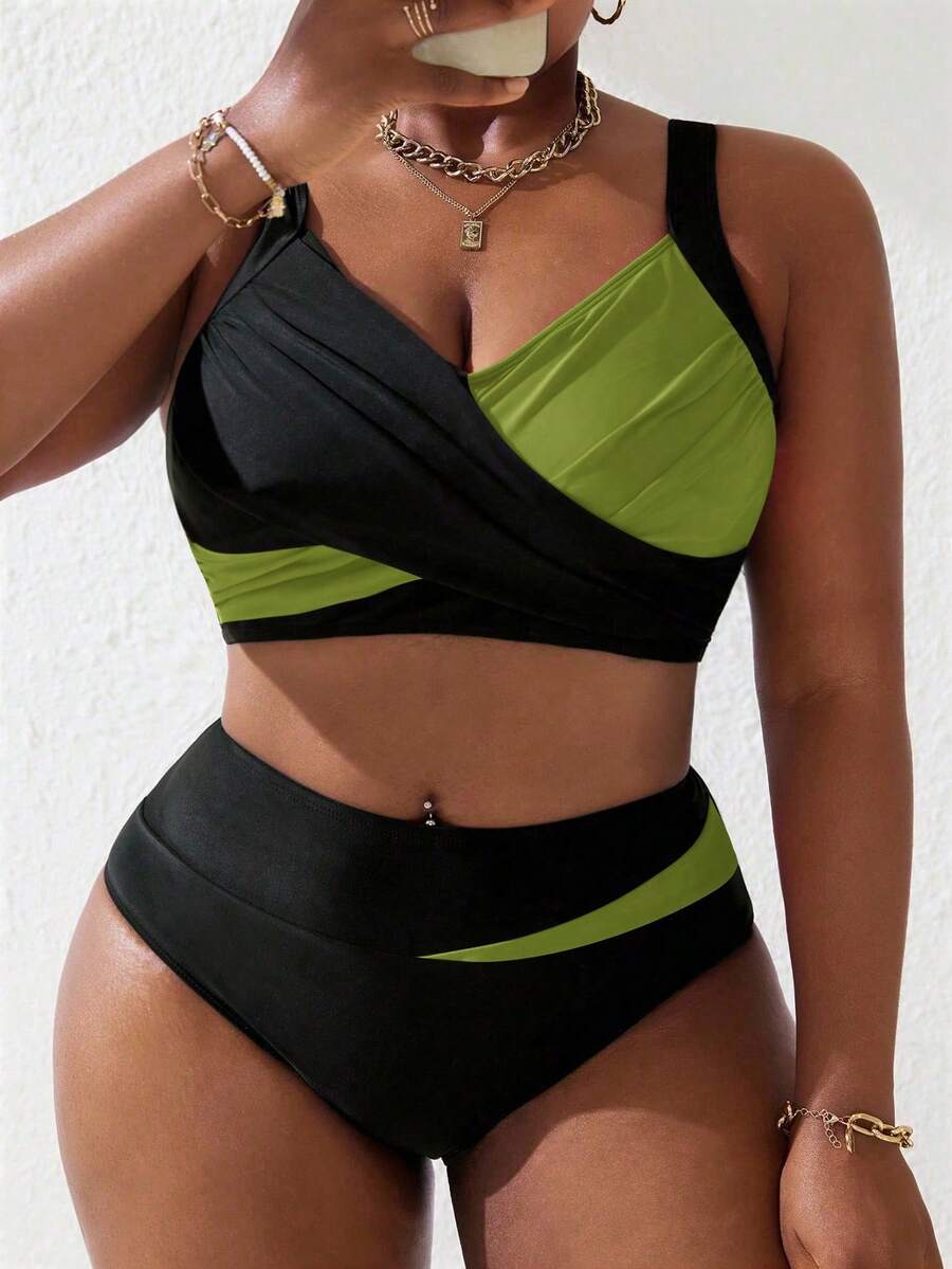 Ženski tankini set za plivanje plus size, 2 dela