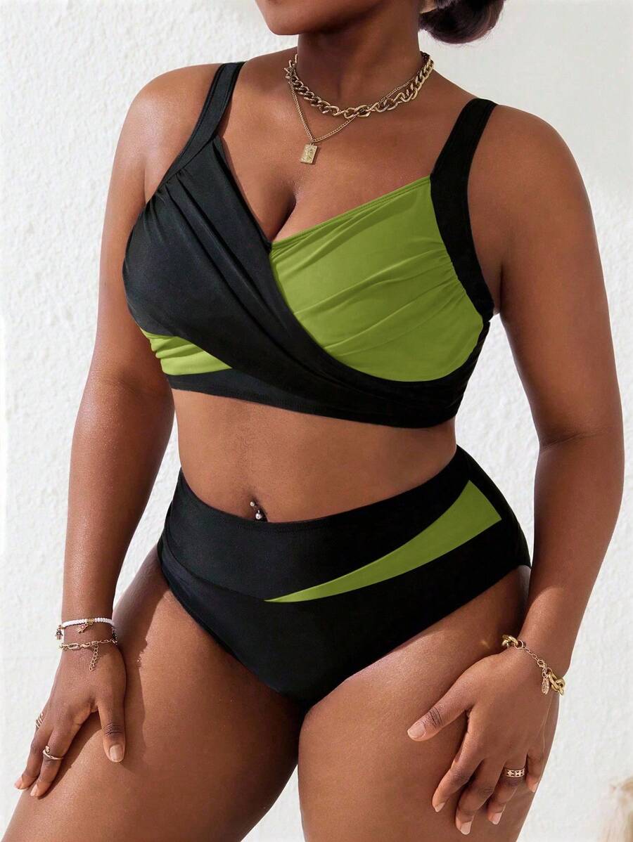 Ženski tankini set za plivanje plus size, 2 dela