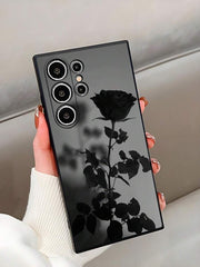 Luksuzna crna modna maskica za telefon sa cvetnim dezenom, premium anti-shock i anti-slip, kompatibilna sa Galaxy A04e/A05s/A13/A14/A15/A34/A35/A50/A52/A53/A54/S21/S22/S23/S24/S25/S25Ultra/24fe