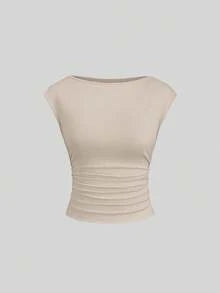 Sweetra 3pcs/Set Sexy Backless Breathable Moisture-Wicking Fitted Women Short Sleeve Top/T-Shirt