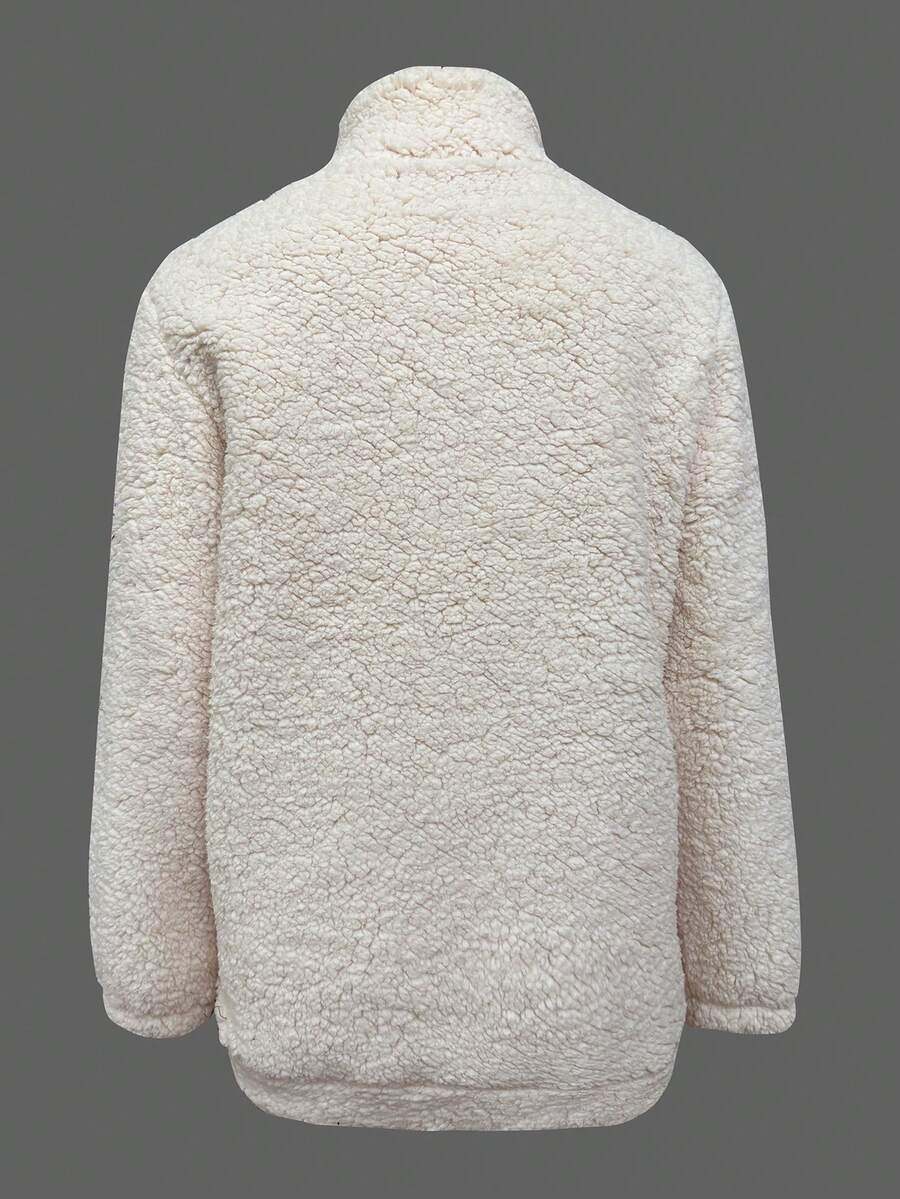 Ženski ležerni duks sa džepovima, dugih rukava, od teddy sherpa materijala