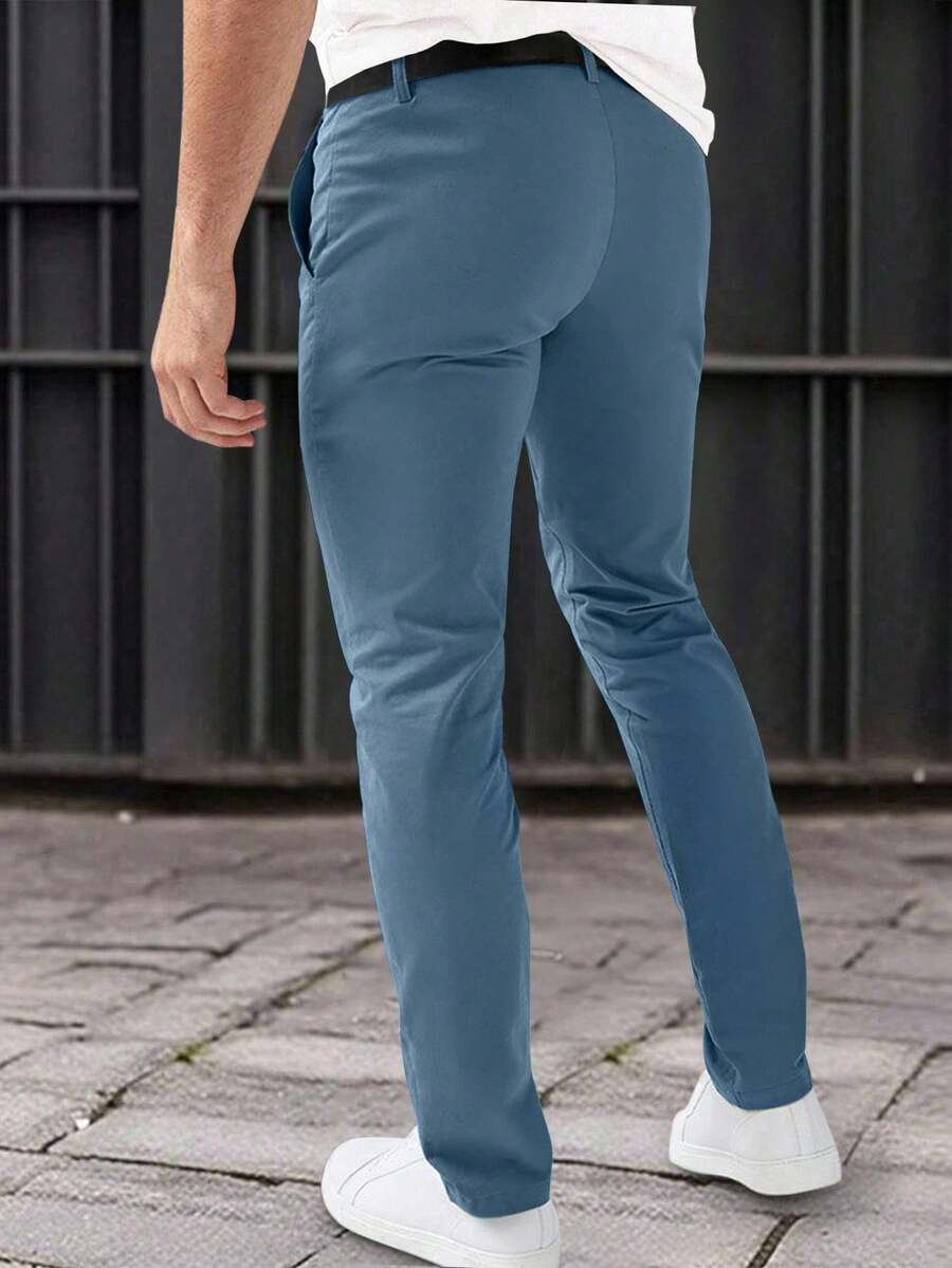 Muške formalne pantalone jednobojne sa kosim džepovima, bez kaiša