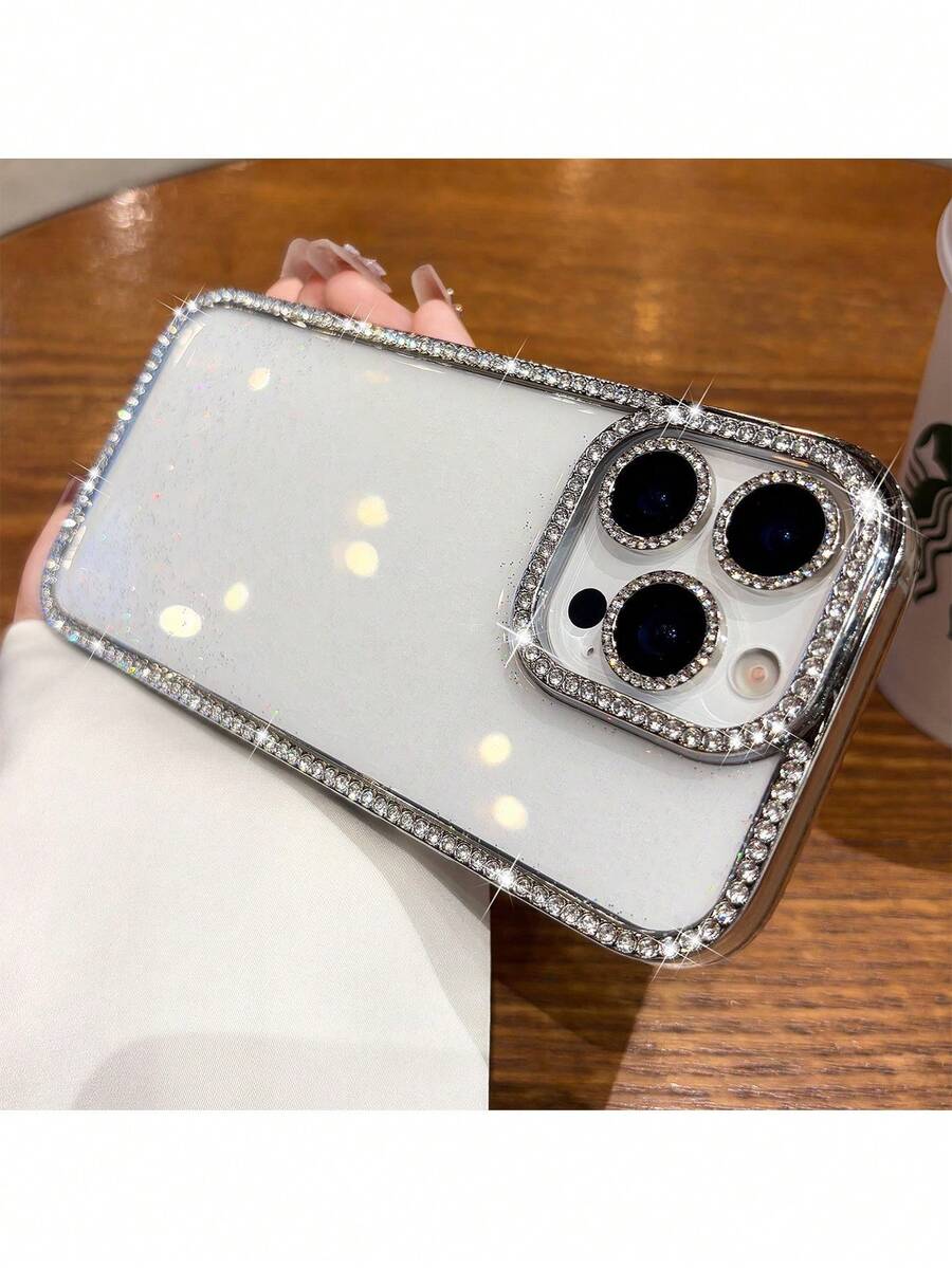 Luksuzna modna transparentna maska za telefon sa četvorostranim sjajnim dijamantima, kompatibilna sa iPhone 18 Pro/18 Pro Max/17/17 Pro Max/16/15/14 Plus/13/12/11 Pro Max