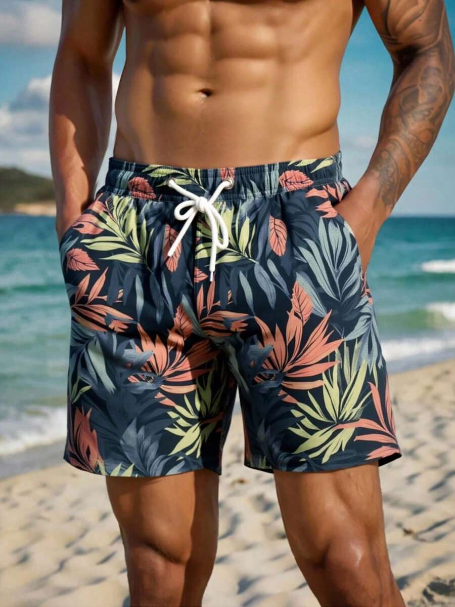 VIVINTIMO Muški šorts za plažu sa printom piva i perticom u struku