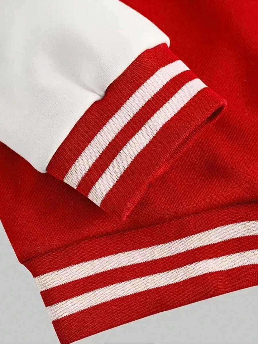 Muška ležerna bejzbol jakna dugih rukava, širokog kroja, sa color block dizajnom