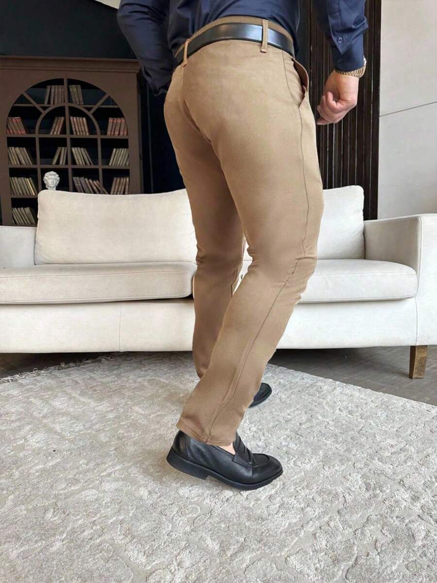 Muške ležerne pantalone za odelo jednobojne, Old Money stil