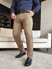 Muške ležerne pantalone za odelo jednobojne, Old Money stil