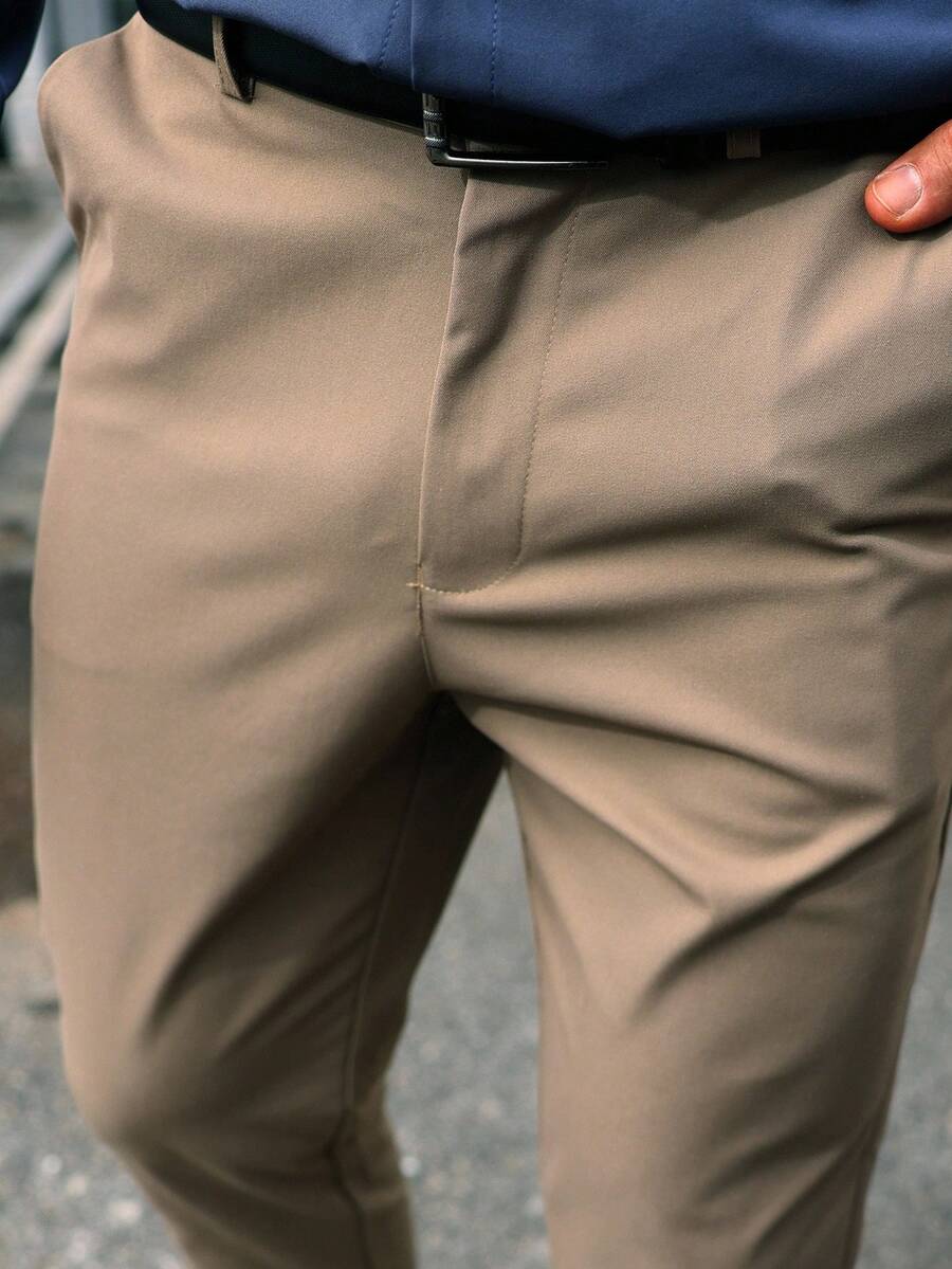 Muške ležerne pantalone za odelo jednobojne, Old Money stil