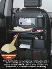 1pc Car Seat Back Storage Organizer Rack, Foldable Tray - Multifunctional Car Storage Box, Large Capacity Organizer Bag, Adjustable Straps, Easy Installation, Extendable Bottom, Various Storage Options, Keeps Car Interior Tidy And Durable, Easy To Clean
