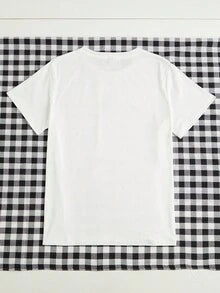 EMERY ROSE Women's Heart Pattern Printed Round Neck Short Sleeve Casual T-Shirt