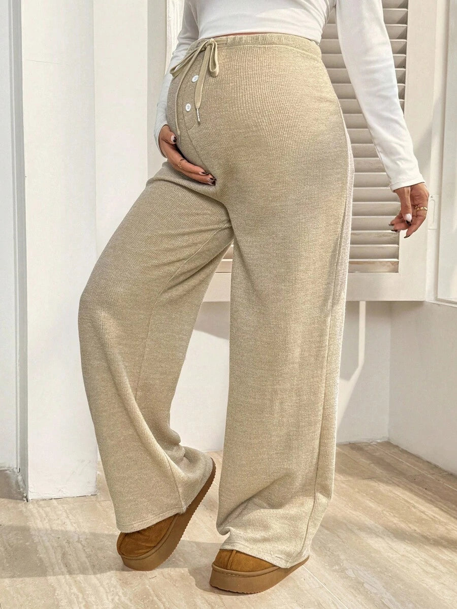 Trudničke ležerne pantalone za jesen i zimu, jednobojne