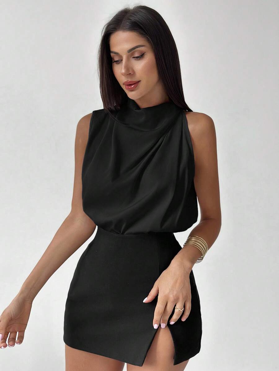 Ženska elegantna asimetrična košulja sa ruffles detaljima