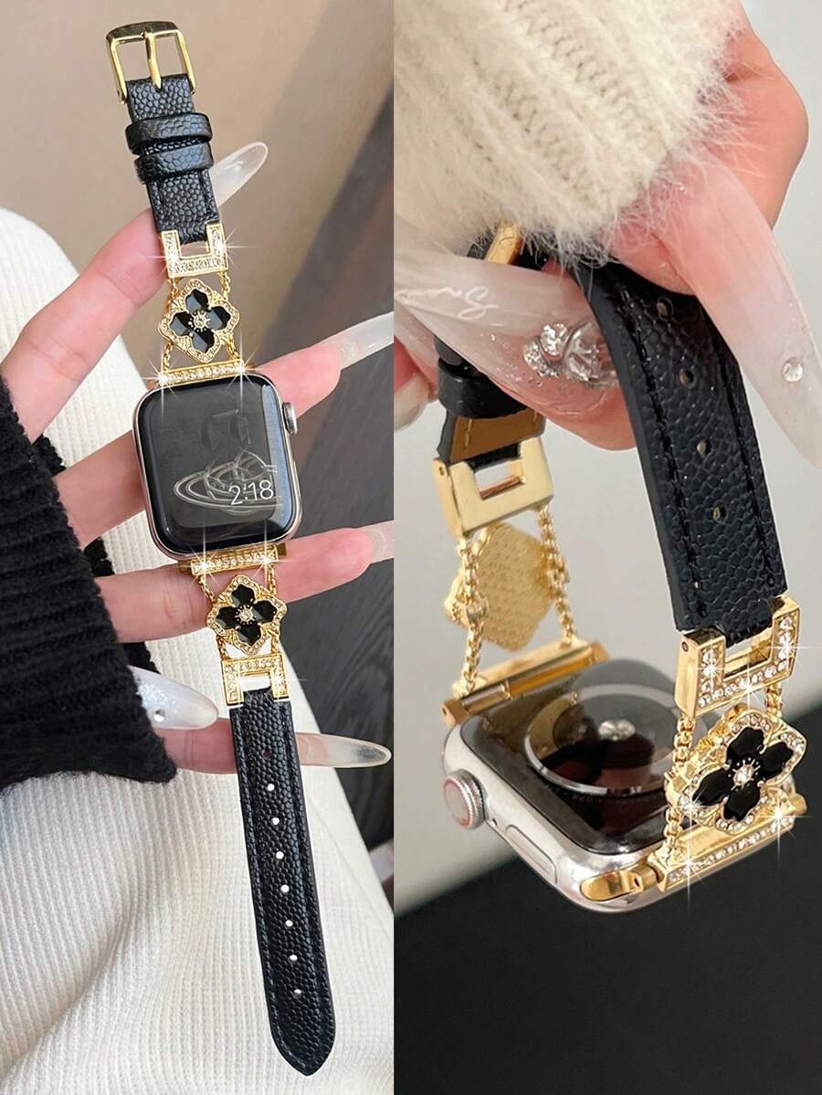 ženski zlatni sjajni kaiš za pametni sat sa  dijamantskim detaljima,  pogodan za Apple Watch 38/40/41/42/44/45/46/49mm