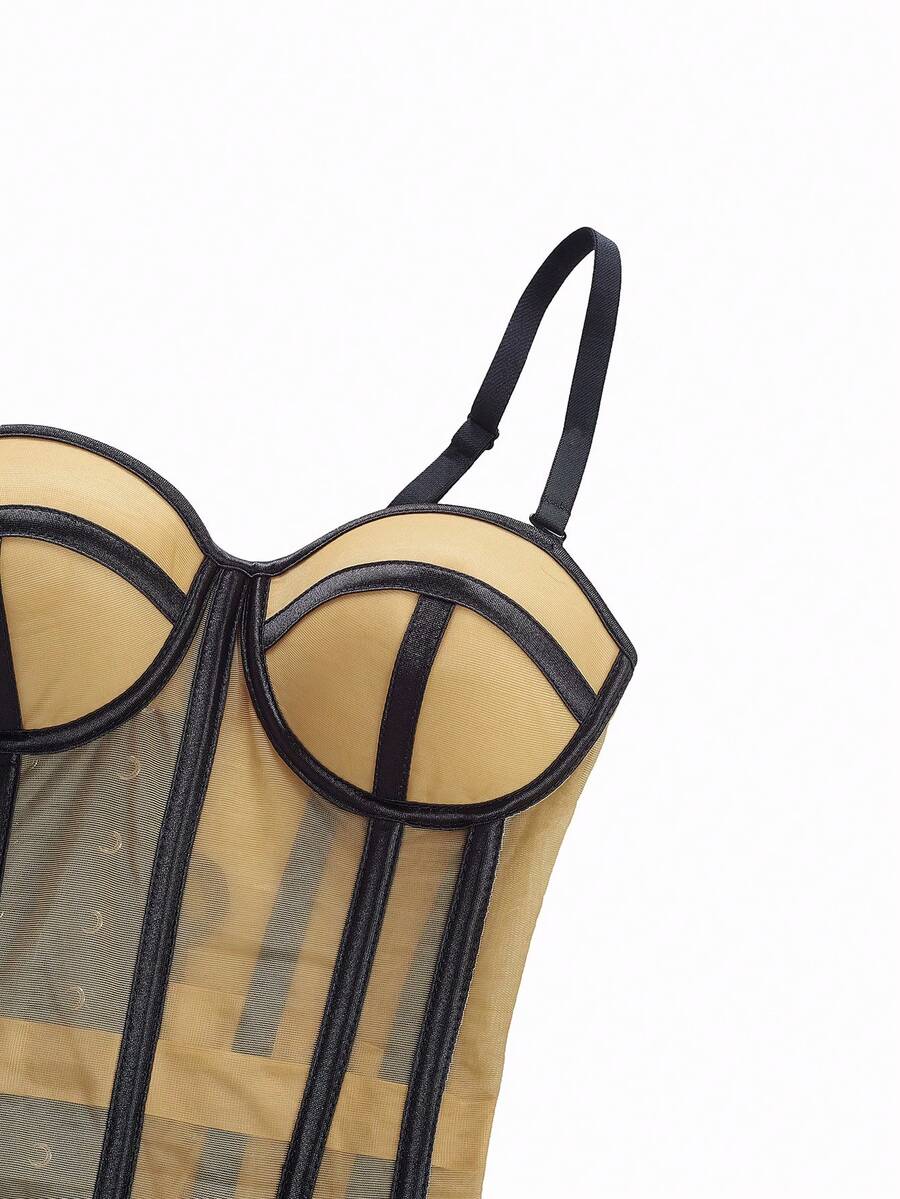 Providni mrežasti korset top, seksi satenski korset