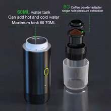This Portable Espresso Machine Has A Self-Heating Function, Can Make Hot And Cold Beverages, Equipped With An LED Display, Suitable For Coffee Powder And Coffee Capsules, Built-In 2500*3mAh Rechargeable Lithium Battery, Very Suitable For Travel, Outdoor Activities And RV Use.