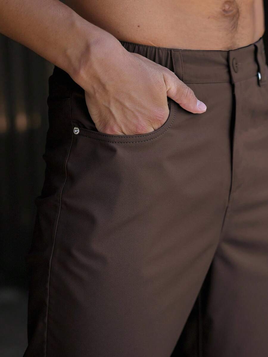 Muške ležerne pantalone za posao jednobojne sa kosim džepovima