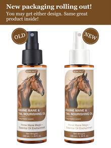 GJYC PET Horse Mane And Tail Nourishing Oil – Strengthens, Repairs Split Ends & Adds Shine – 5 Essential Oils Blend With Jojoba, Coconut, Olive, Grape Seed & Sweet Almond – Leave-In Conditioning Treatment, Fruity Melon Scent – 3.38 Fl Oz (100 Ml)