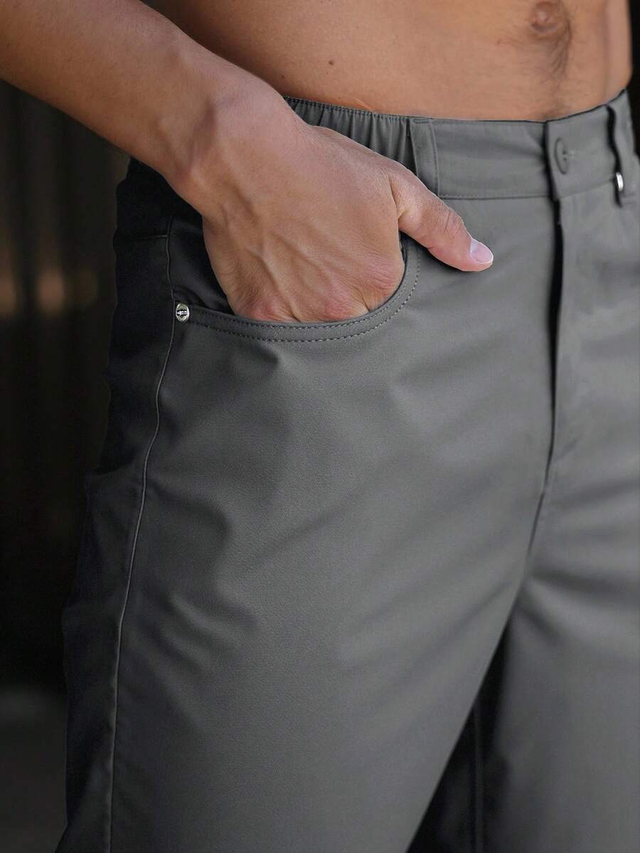 Muške ležerne pantalone za posao jednobojne sa kosim džepovima