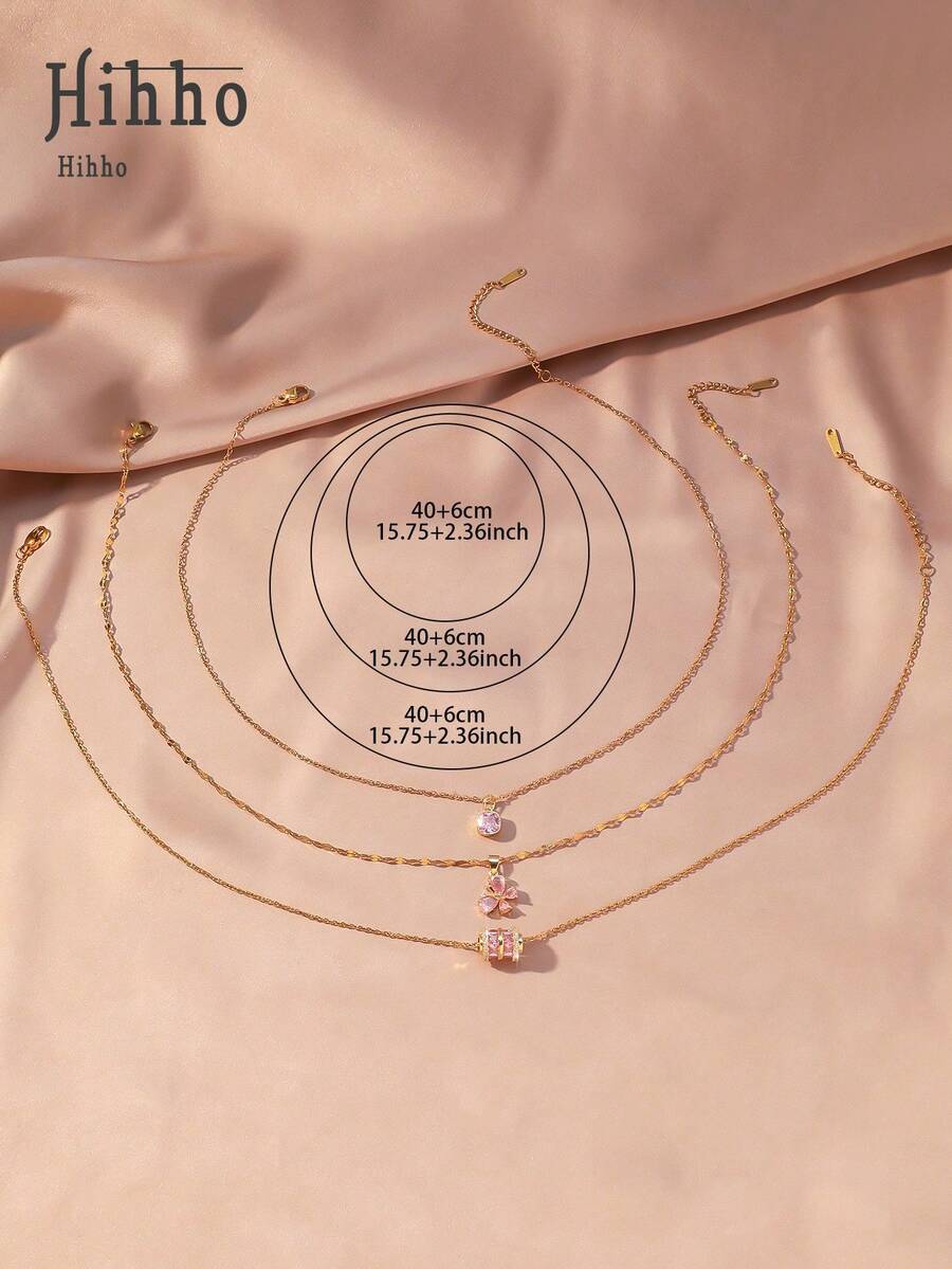 Set od 3 elegantne i moderne ogrlice sa cvetnim  i kružnim dizajnom sa cirkonima