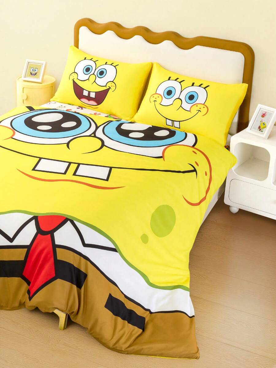 SpongeBob SquarePants Set posteljine od 3 komada, mekan i topao brušeni materijal
