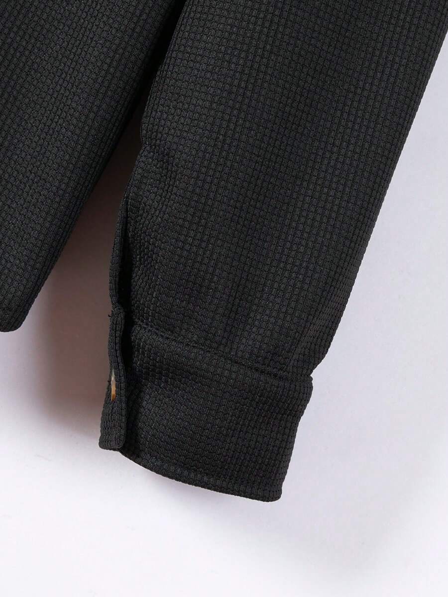Muški set od 2 komada, ležerna jednobojna košulja sa kragnom + duge pantalone