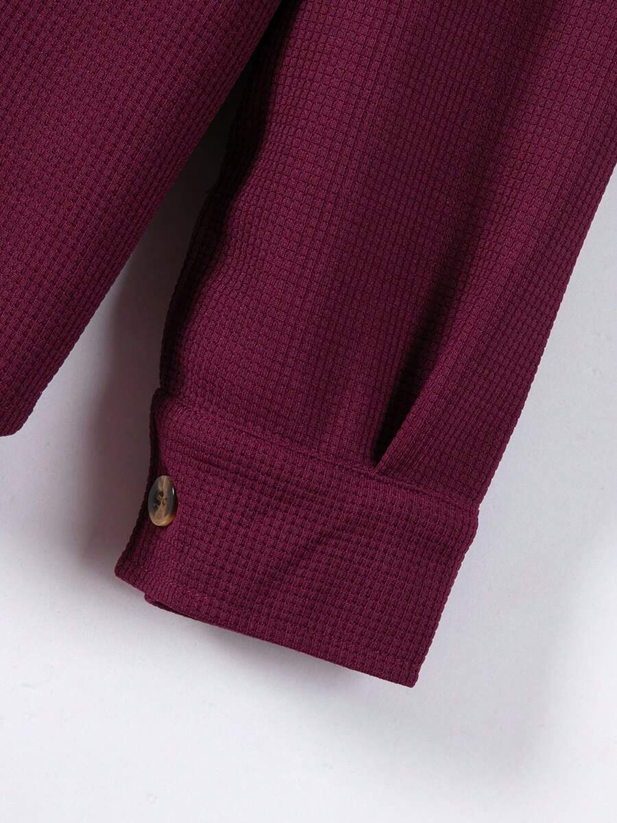 Muški set od 2 komada, ležerna jednobojna košulja sa kragnom + duge pantalone