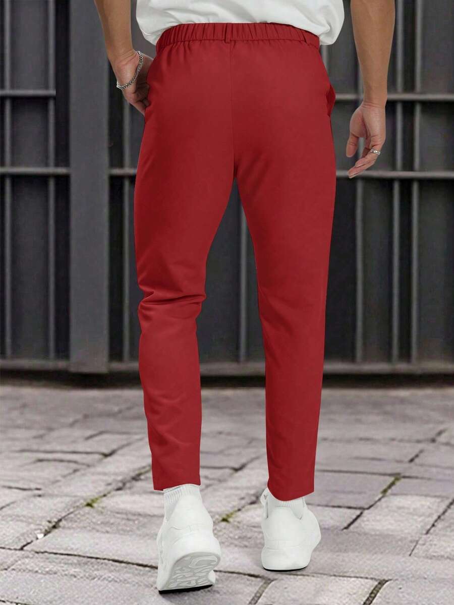 Muške formalne pantalone jednobojne sa kosim džepovima, bez kaiša