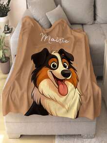 1pc Personalized Pet Blanket Using Pet Photo + Name Custom Dog Portrait Blanket Dog Blankets Cat Picture Blanket Pet Photo Pet Parent Gift, Gotcha Day Gift