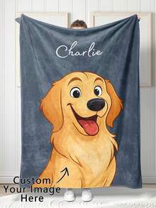1pc Personalized Pet Blanket Using Pet Photo + Name Custom Dog Portrait Blanket Dog Blankets Cat Picture Blanket Pet Photo Pet Parent Gift, Gotcha Day Gift