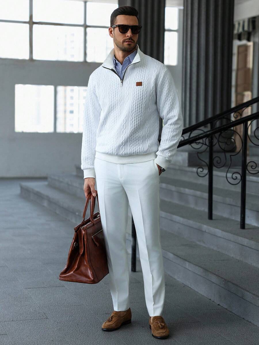 Muški jesenji smart casual duks na četvrt ziper